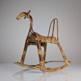 Children's rocking horse made of bamboo and rattan 1960s