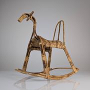 Children's rocking horse made of bamboo and rattan 1960s