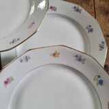 Set of 8 porcelain plates with twelve cut sides - floral decoration and