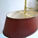 hot water bottle lamp with 2 bronze lights and burgundy sheet metal lampshade