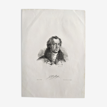 Lithographie XIXème de "Johann Wolfgang von Goethe"