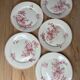 Set of five flat Fontanges plates.