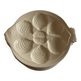 set of 6 oyster plates in ivory Gien earthenware 1960