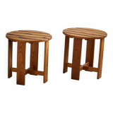 Pair of pine stools by a Swedish cabinetmaker, mid-century, 1960s.