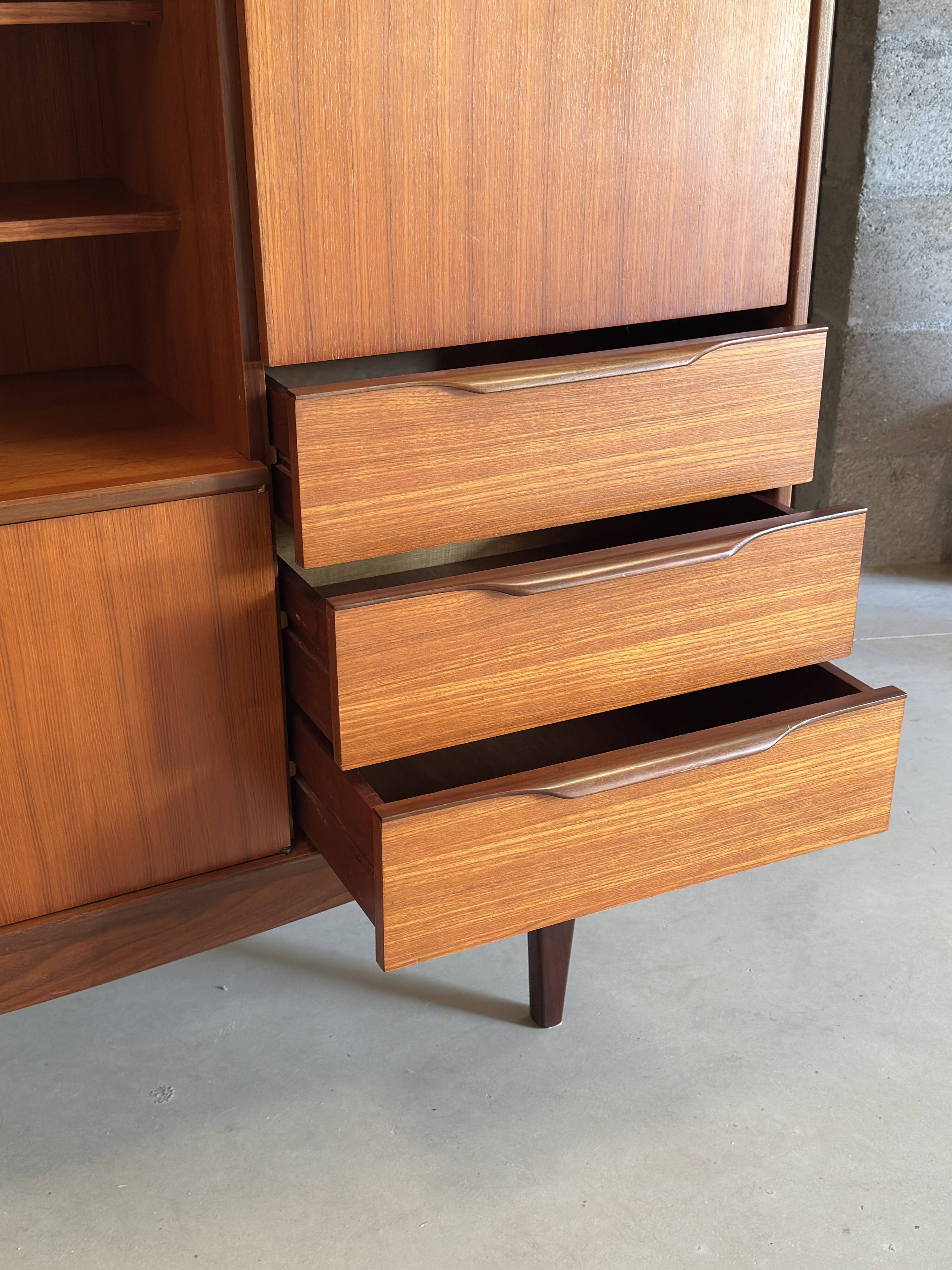 Very beautiful Scandinavian highboard in teak from the 1960s.