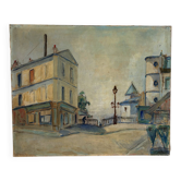 Urban scene, oil on canvas signed