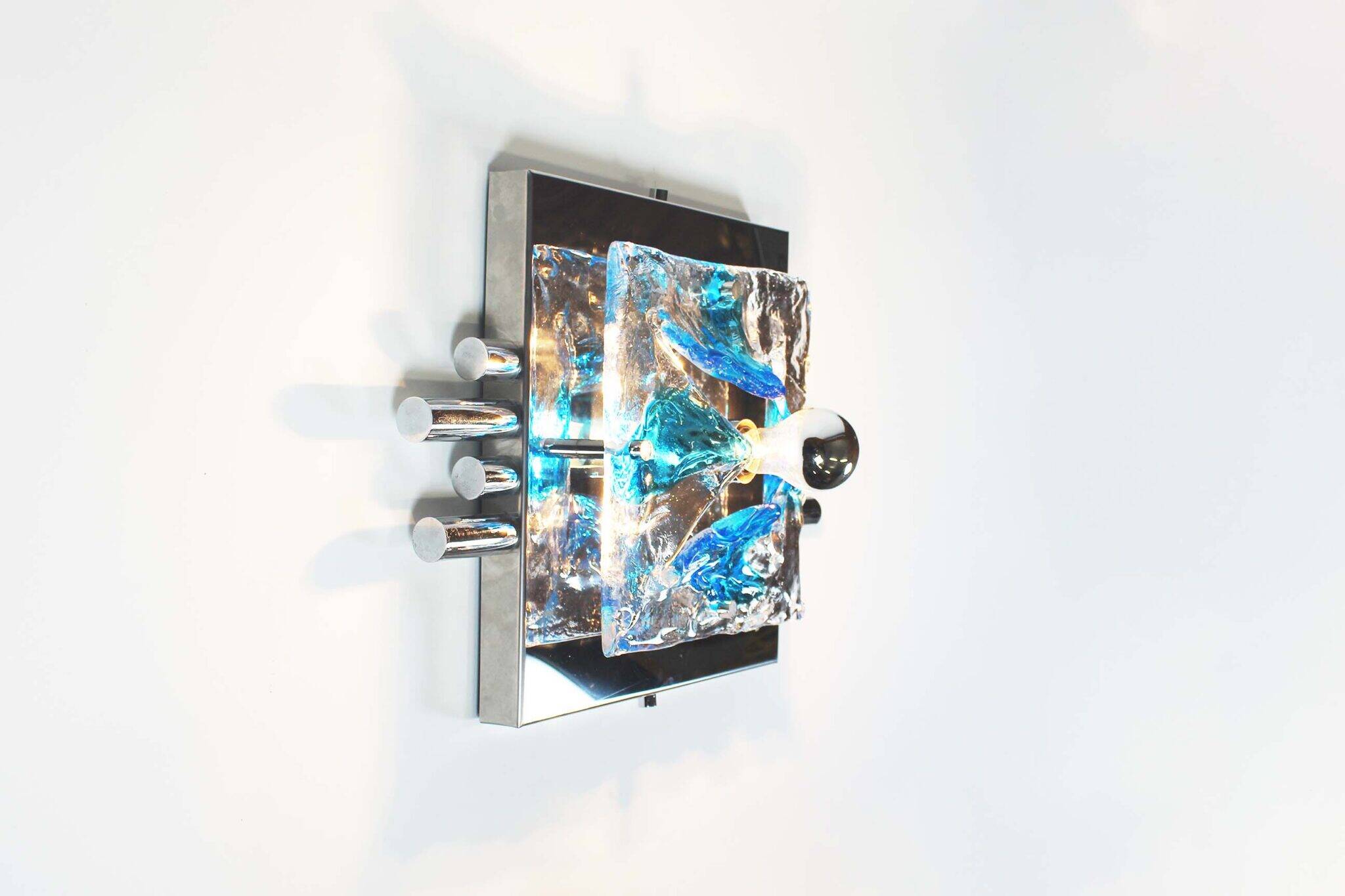 Stunning XXL Chrome and murano glass wall light by AV Mazzega