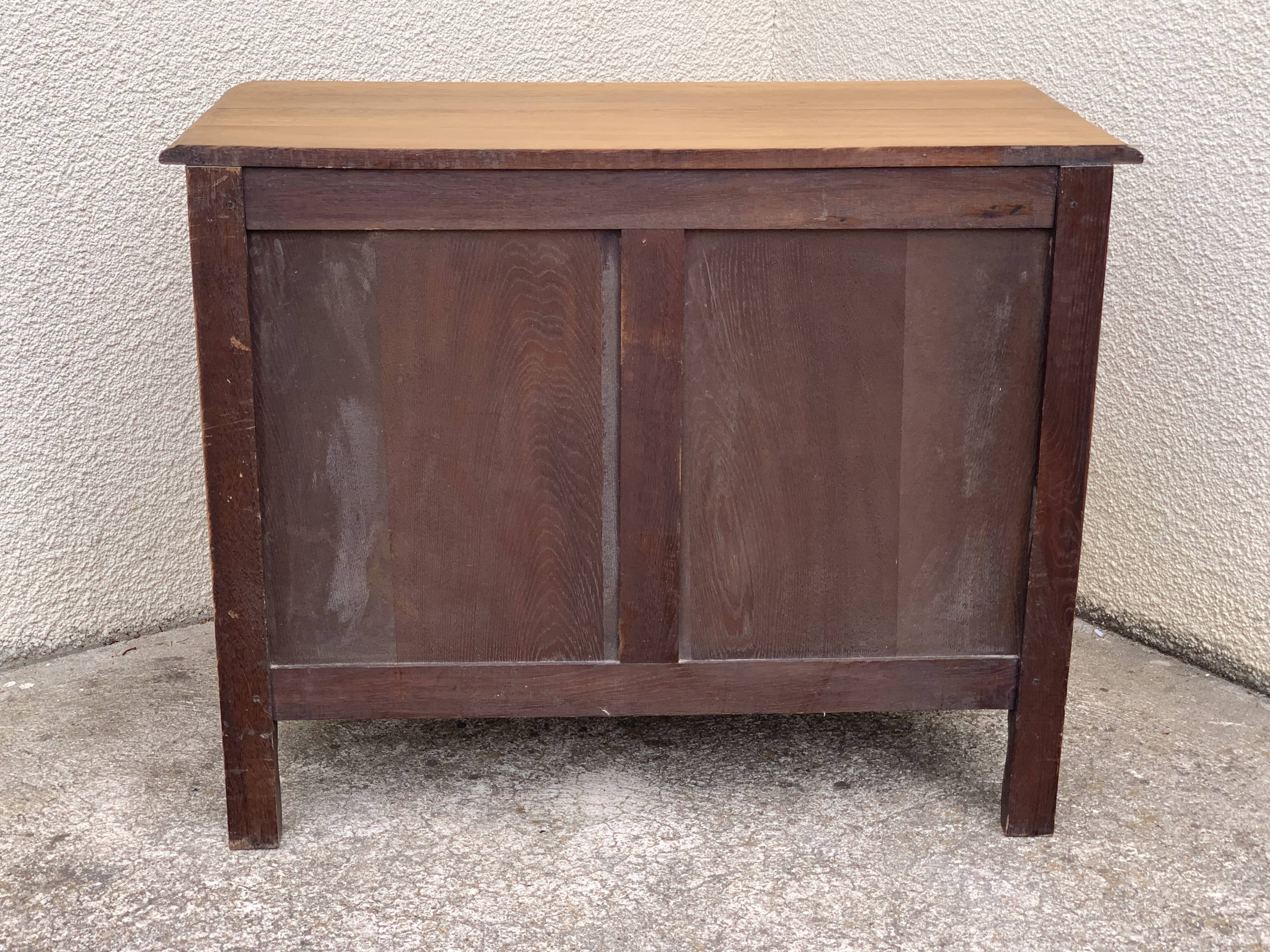 Louis XV style chest of drawers in solid raw oak, 1920