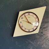 Vintage formica clock silent asymmetrical wall pendulum "Kienzle green"
