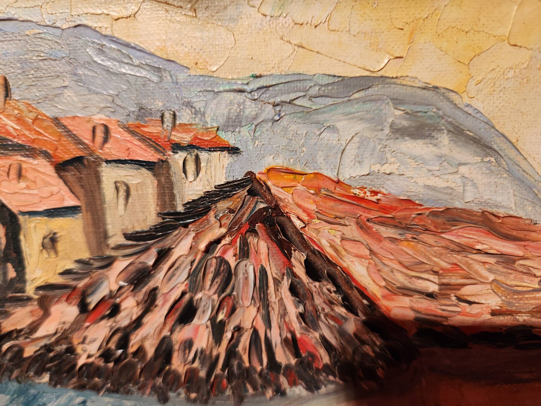 Oil painting on canvas Chapel Antonaves Hautes Alpes signed Bertrand