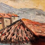 Oil painting on canvas Chapel Antonaves Hautes Alpes signed Bertrand