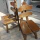 Spanish Brutalist Solid Oak Chairs, 1970s, Set of 2