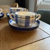Set of 4 plaid mugs/bowls