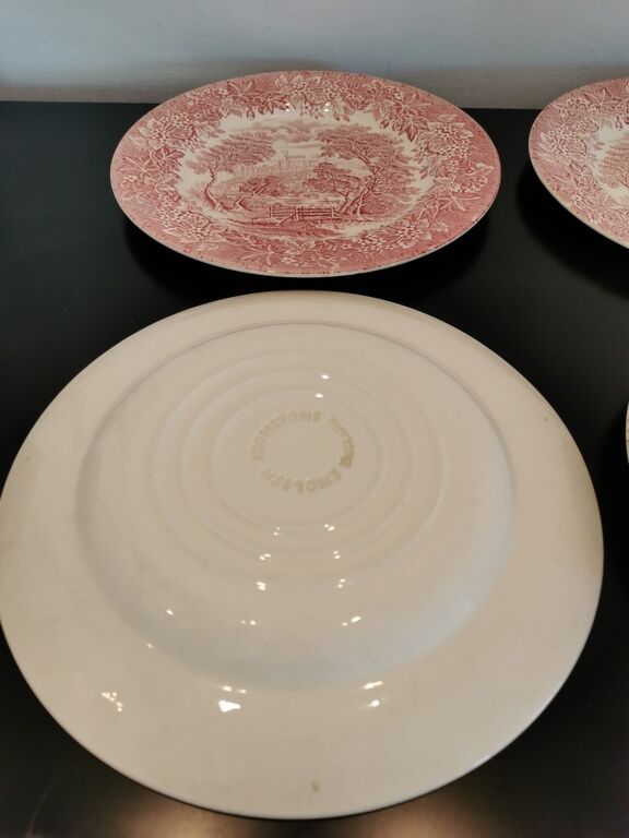 Set of 6 plates flat old décor English