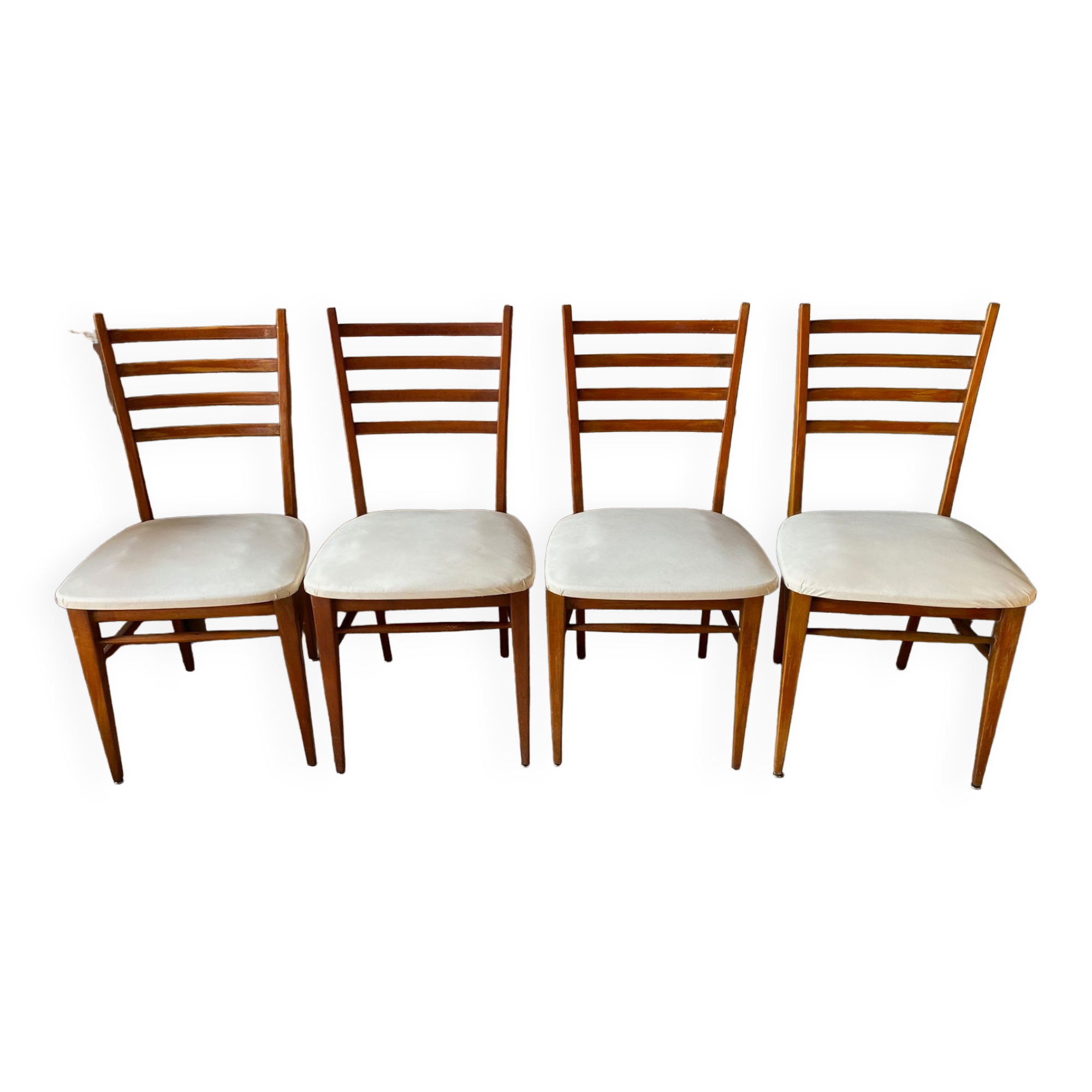 Set of 4 vintage an50 Scandinavian white chairs