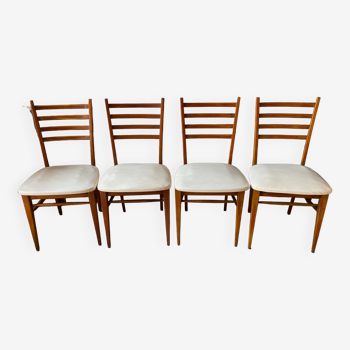 Set of 4 vintage an50 Scandinavian white chairs