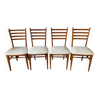 Set of 4 vintage an50 Scandinavian white chairs