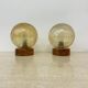 Set of 2 glass and wood table lamps , 1980s