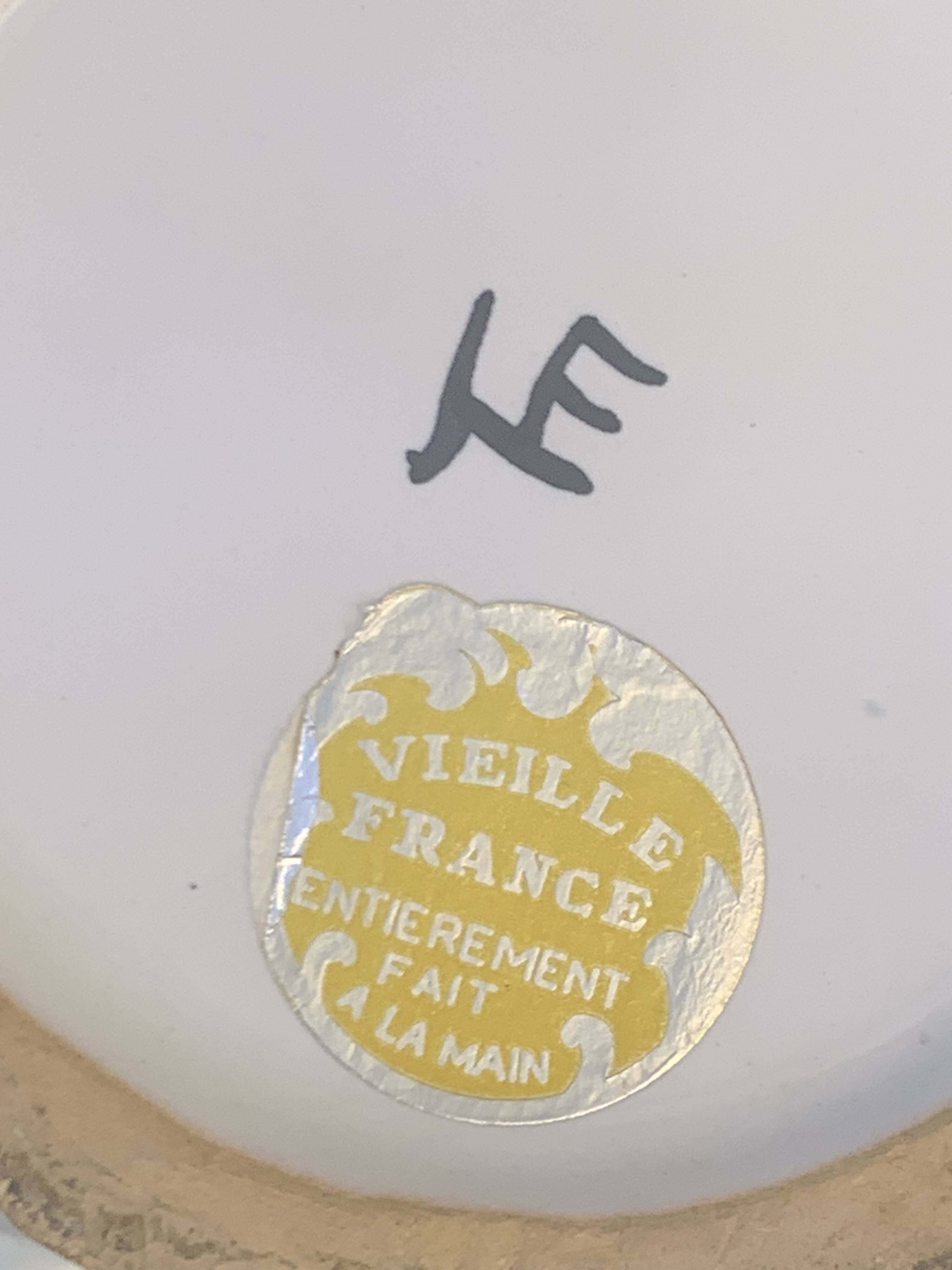 Carafe, pitcher signed Émile Tessier, Old France, in slip, ceramic