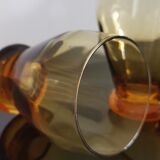 4 old amber colored glasses