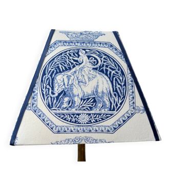Abat-jour en toile de Jouy bleue