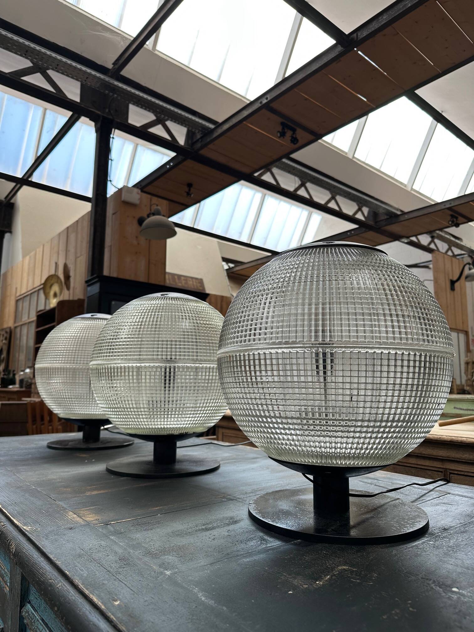 Suite of 3 70s holophanes