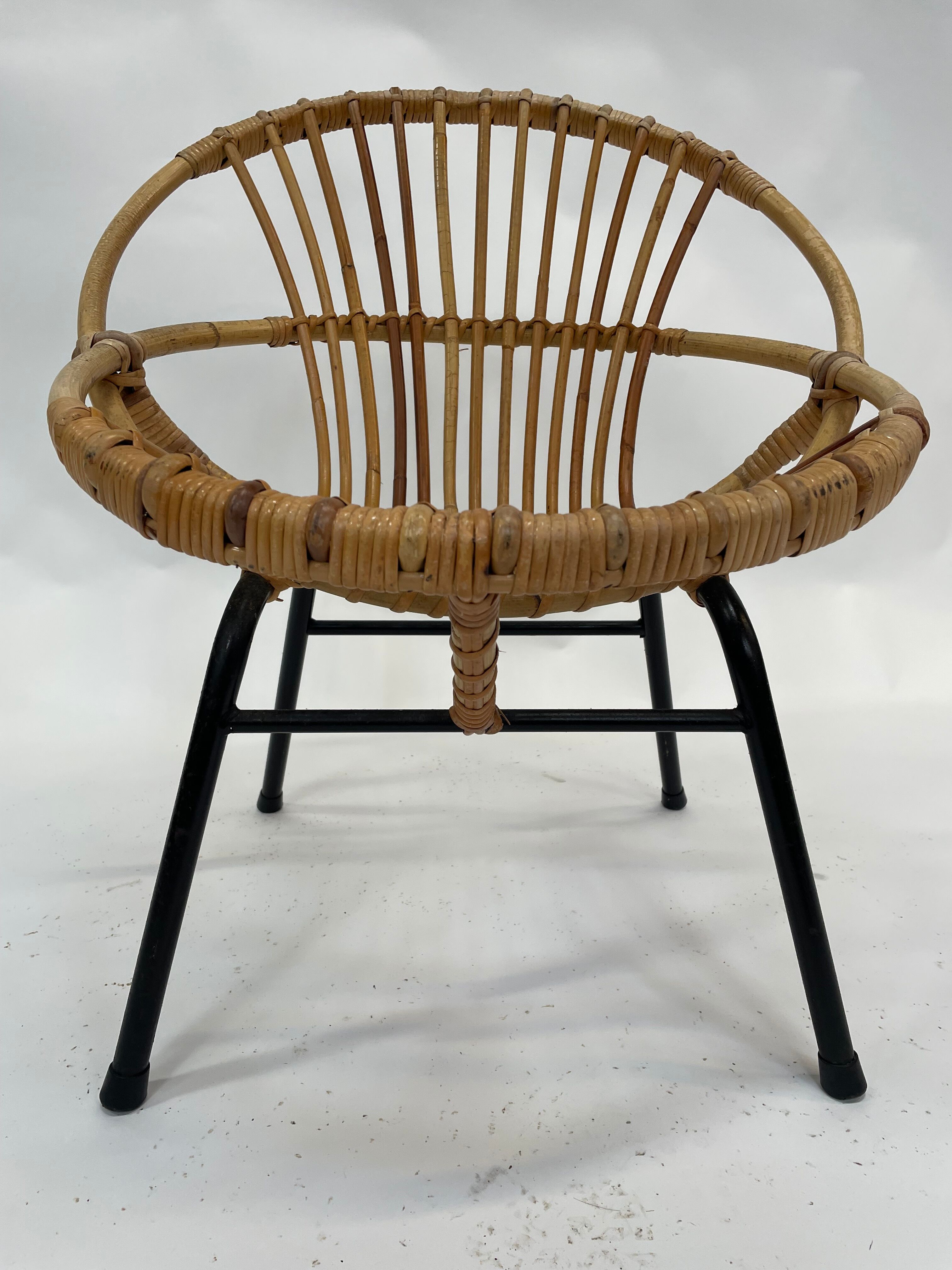 Fauteuil en rotin par Dirk van Sliedregt Rohe Noordwolde 1960 aux Pays-Bas