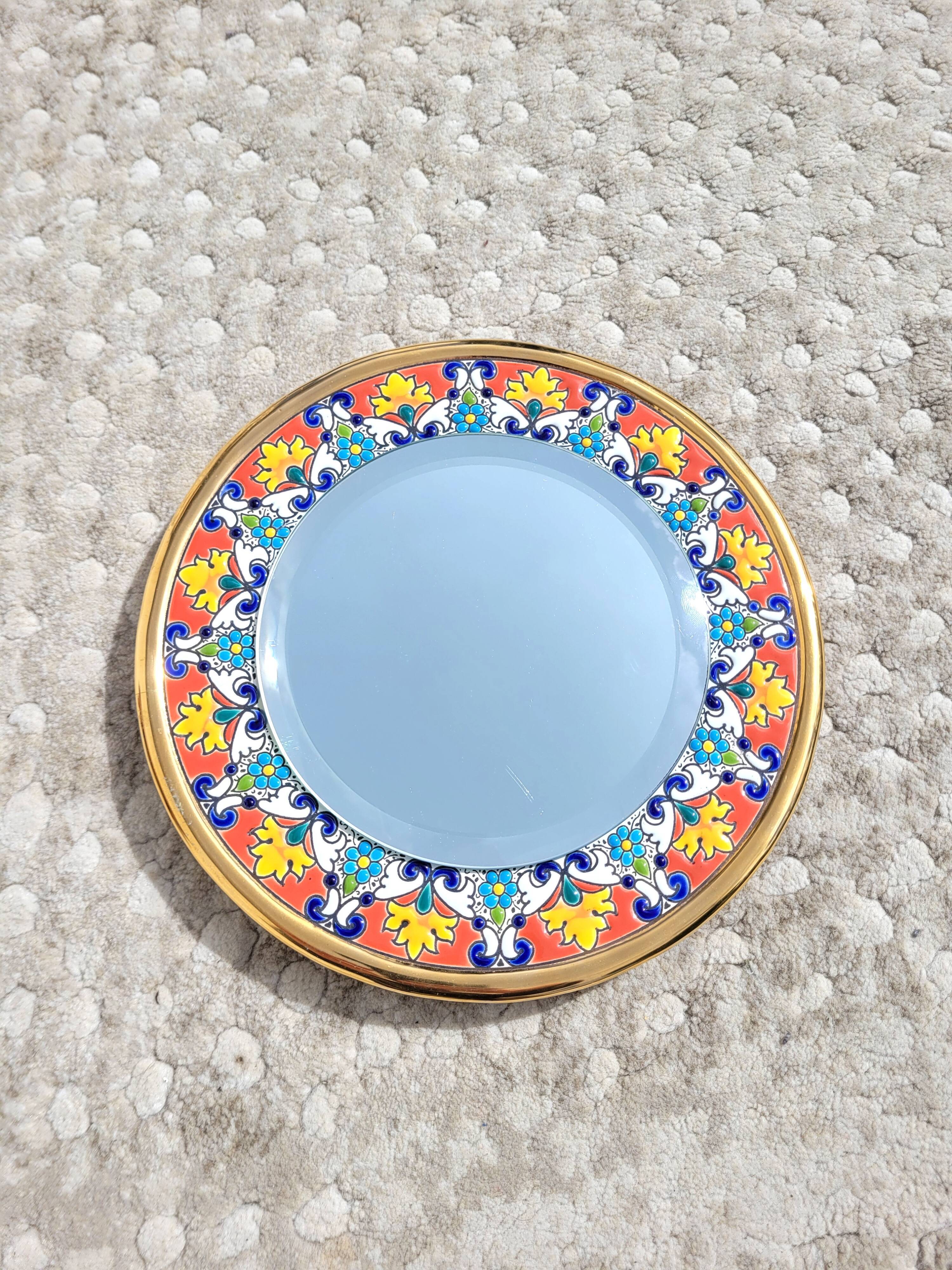 Ceramic mirror enamels Spain 22cm