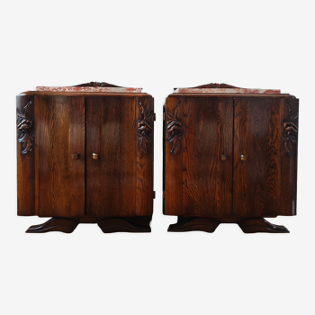 Pair of oak art deco bedside tables