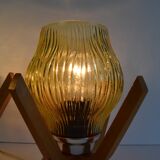 Pair of mid-century Wooden Design Table Lamps, by Dřevo Humpolec, 1970's.