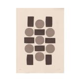 Duo of abstract paintings with geometric brown illustration signed Eawy.