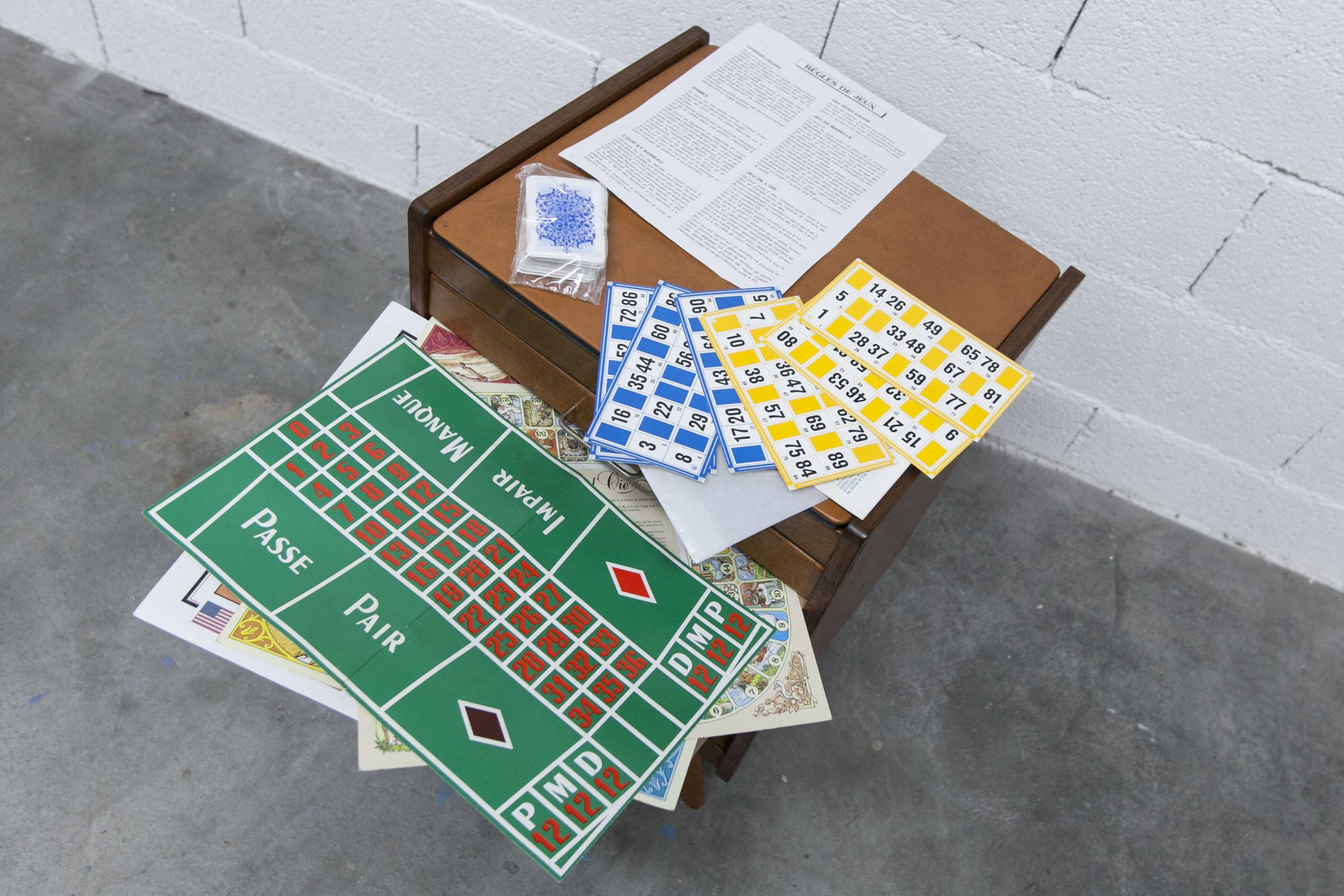 Unique 1960s bedside table with 15 complete games, compass legs, 1960s