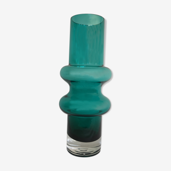 Vase tube green tinted glass