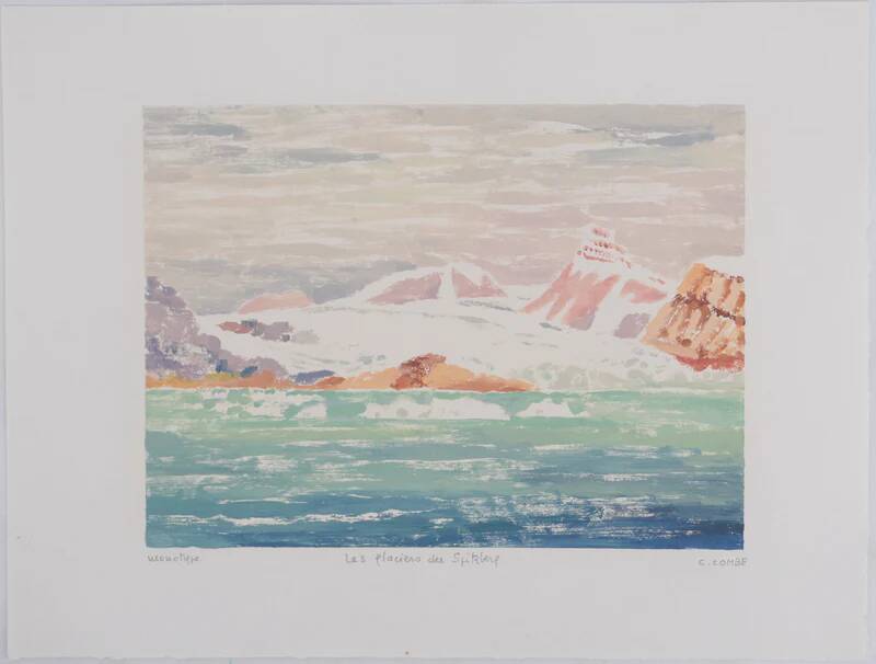 Camille COMBE: The glaciers of Spitsbergen, Original signed monotype