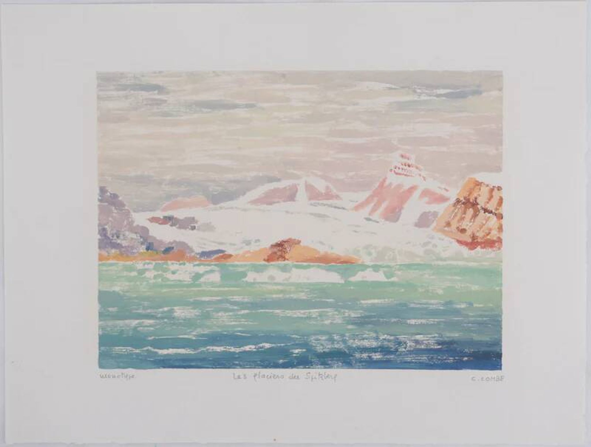 Camille COMBE: The glaciers of Spitsbergen, Original signed monotype
