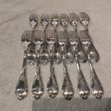12 silver plated table forks by Christofle Marly, 20.7cm