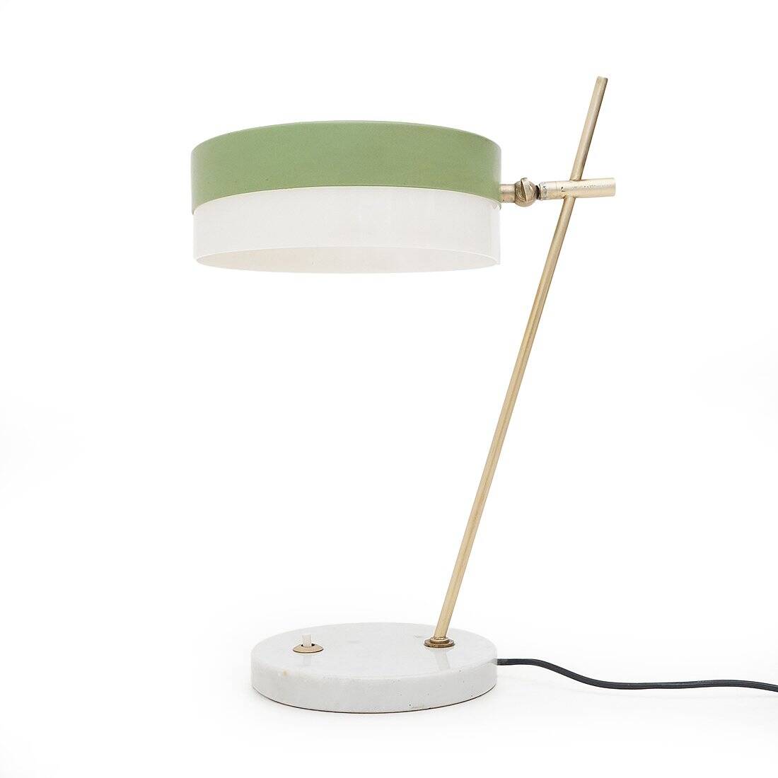 Lampe de table vintage en marbre et laiton de Stilux, années 1950