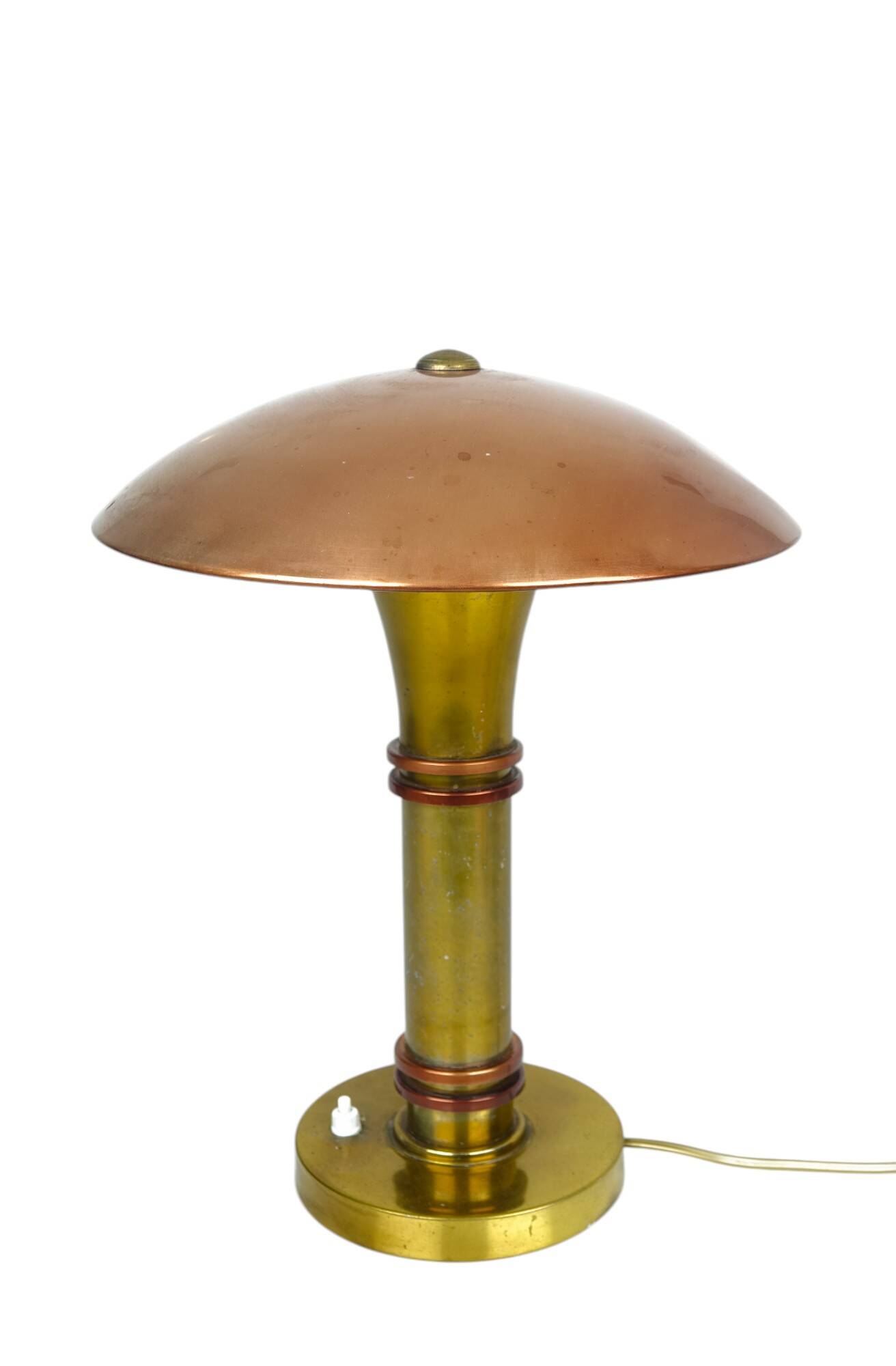 Paquebot lamp in copper and gold metal, Art Deco period