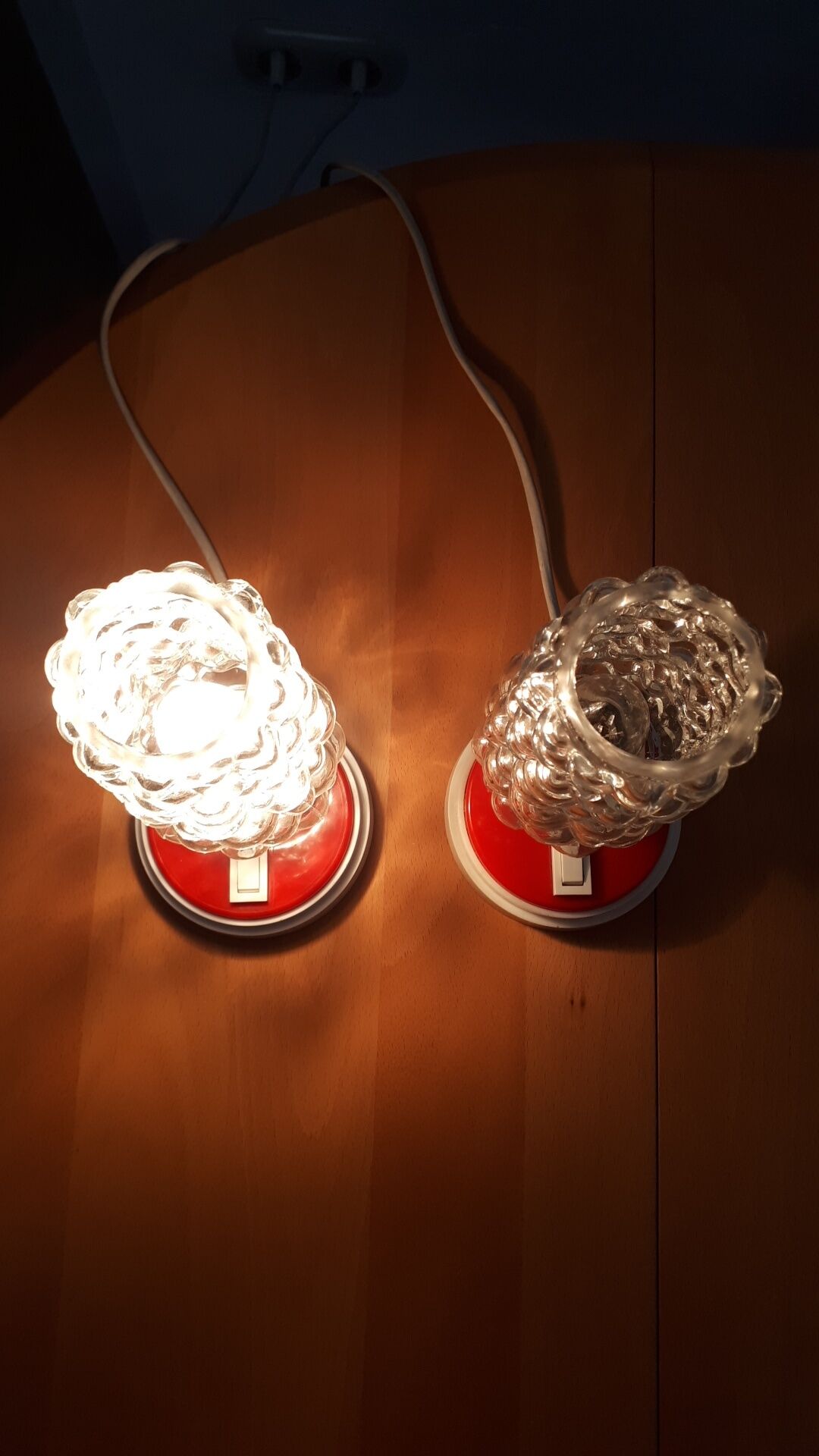 Bedside glass bubbles lamps 1960-1970s
