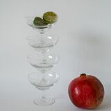 set of 4 engraved crystal champagne glasses 1950 8.5 x 10 cm