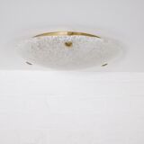 Ceiling lamp in watermarked glass & brass
