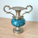Petite amphore en onyx bleu/vert et laiton - Vintage "1970"