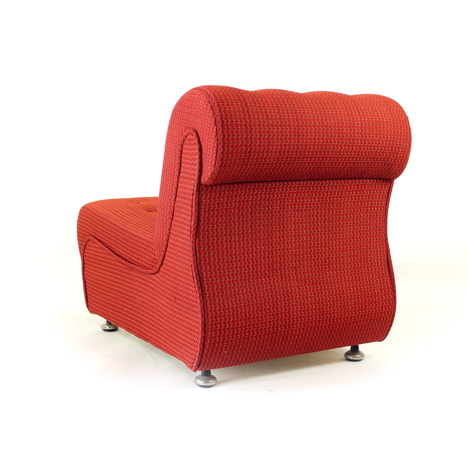Space Age Modular Curved Sofa In Original Red Fabric, Tatra 1970s