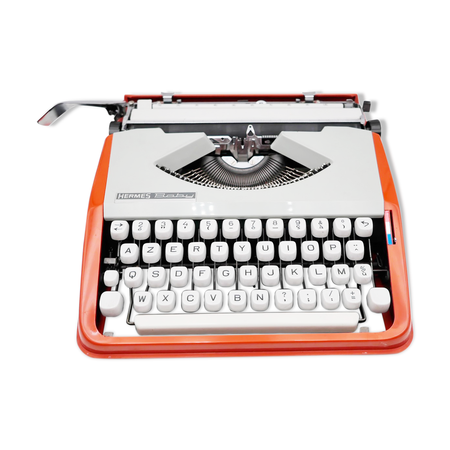 Typewriter hermes baby orange coral and blue cursive revised ribbon new