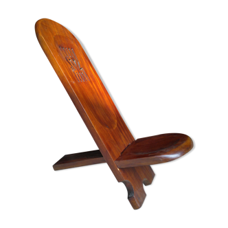 Folding African palaver chair in solid wood