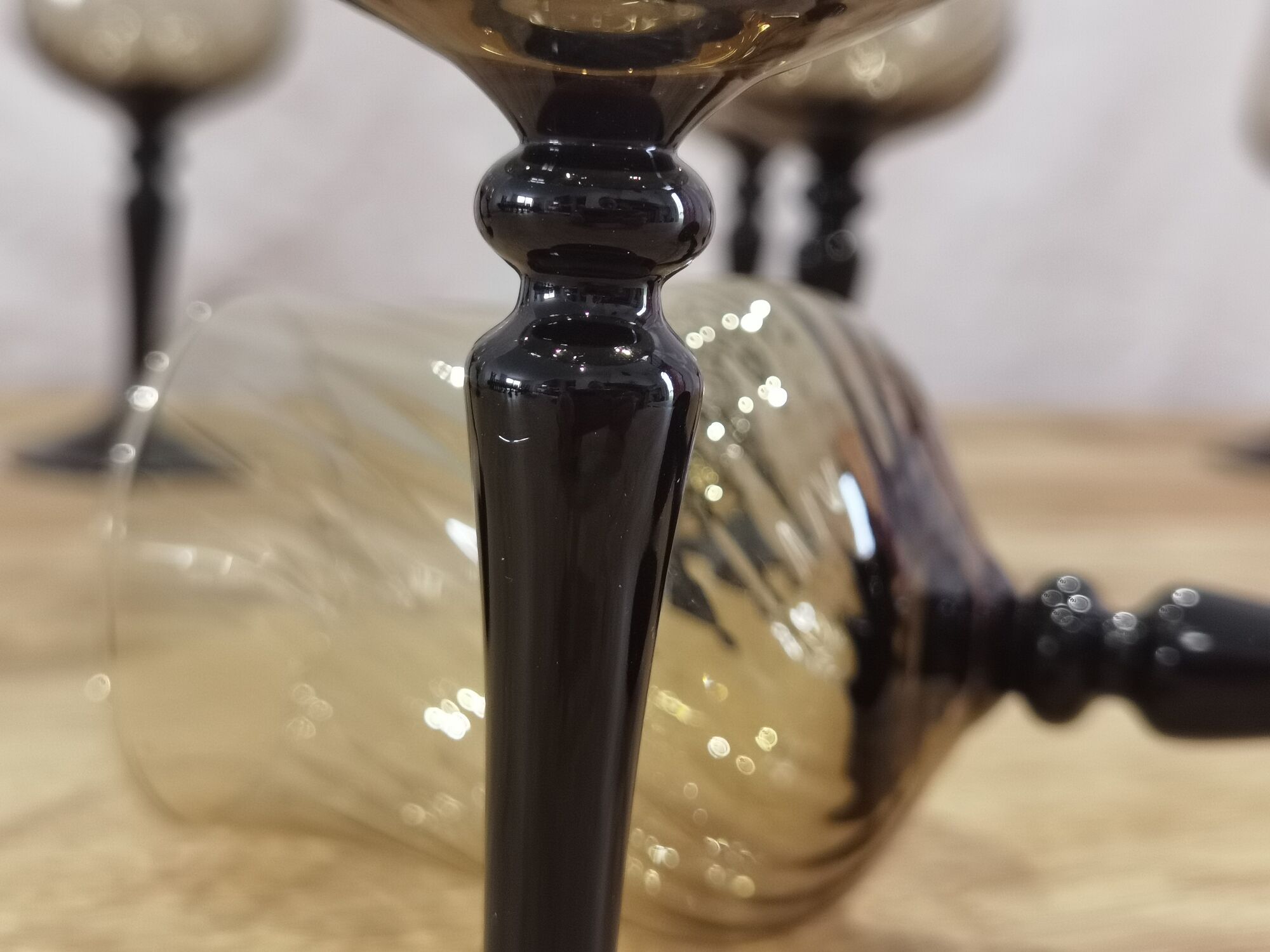 11 vintage black foot smoked twisted water glasses