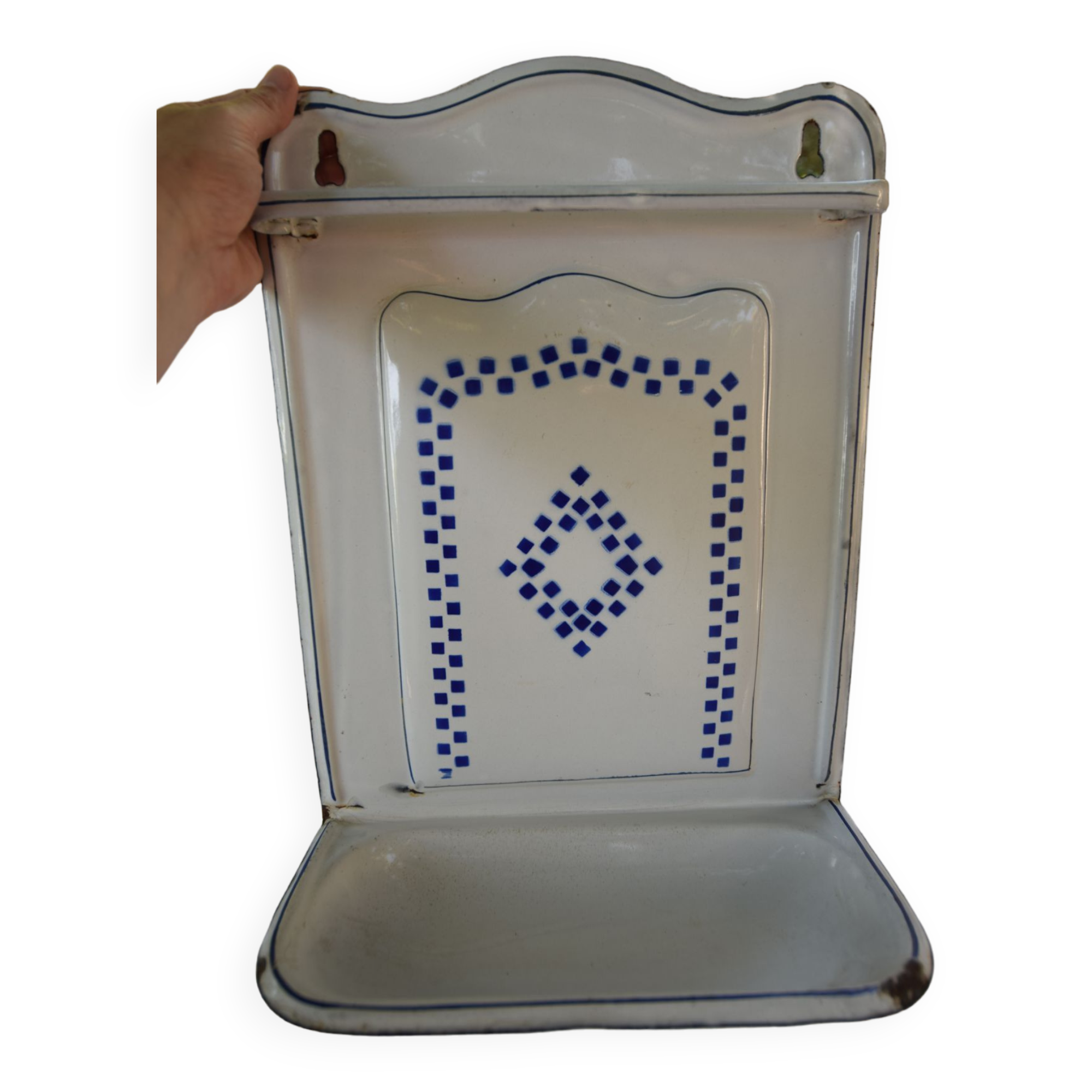 Egouttoir porte ustensile tôle émaillée Lustucru bleu