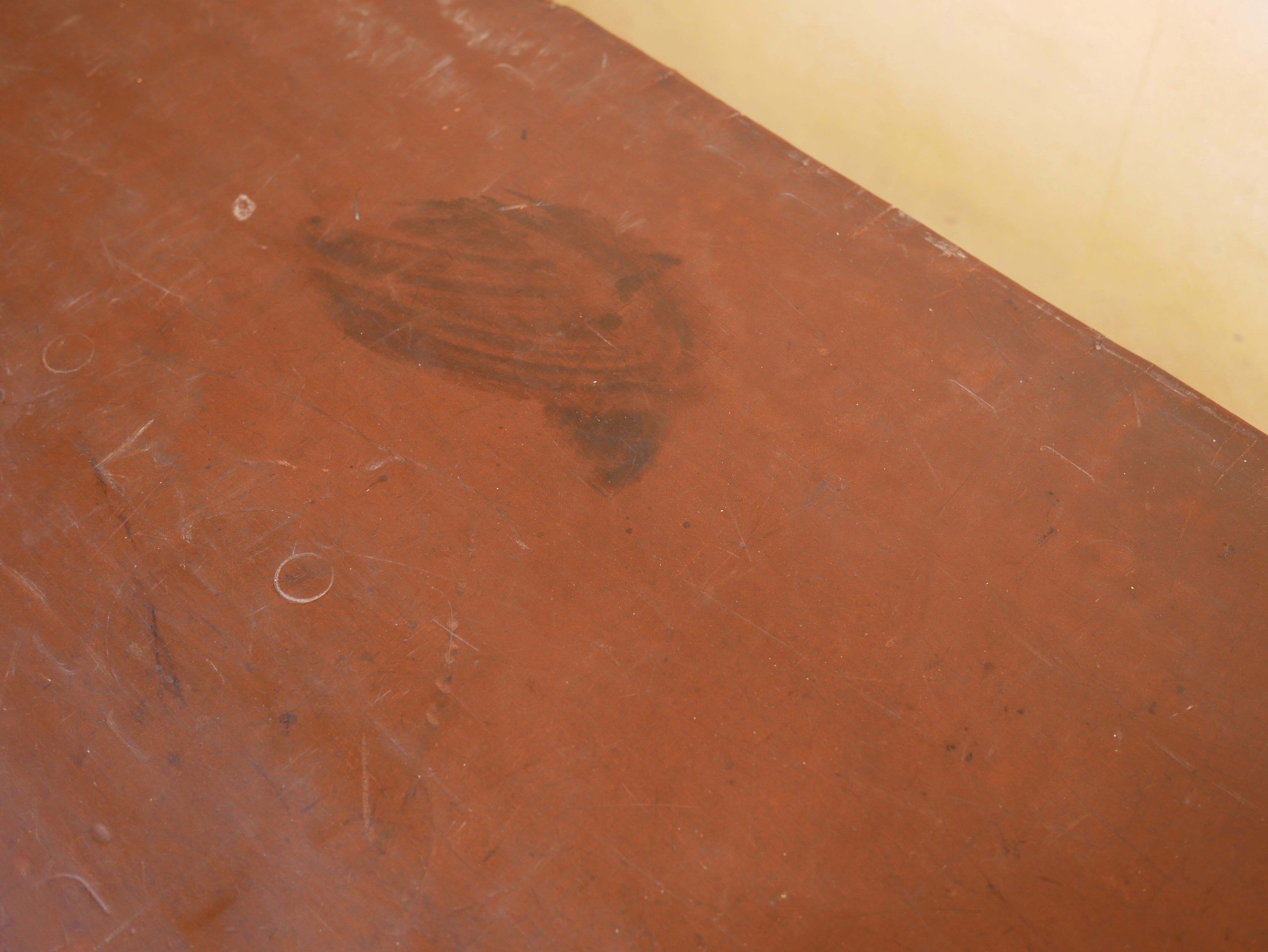 Vintage wooden and leather desk dining table