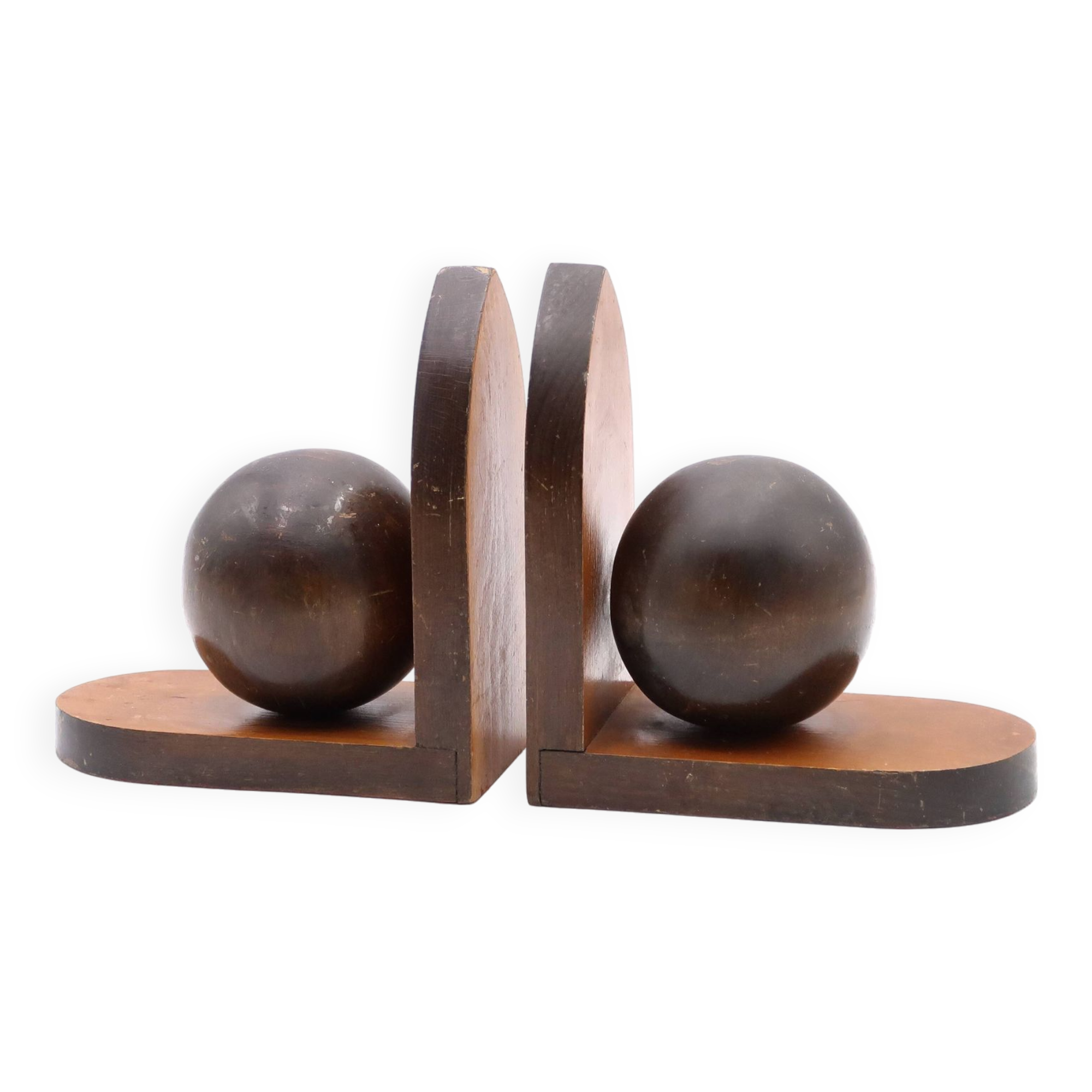 Wooden bookends decorated with spheres, 1950s