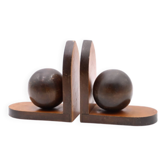 Wooden bookends decorated with spheres, 1950s